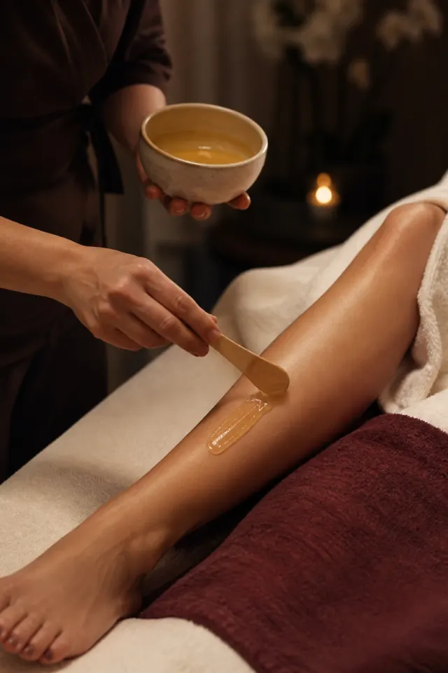 Depilação feminina com cera em ambiente de estética Lumier.